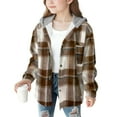 thumbnail image 3 of ATOGUTA Girl Dress Coat Kids Long Sleeve Fleece Winter Warm Outwear Hooded Plaid Clothes Size 4T-15, Brown, 3 of 3