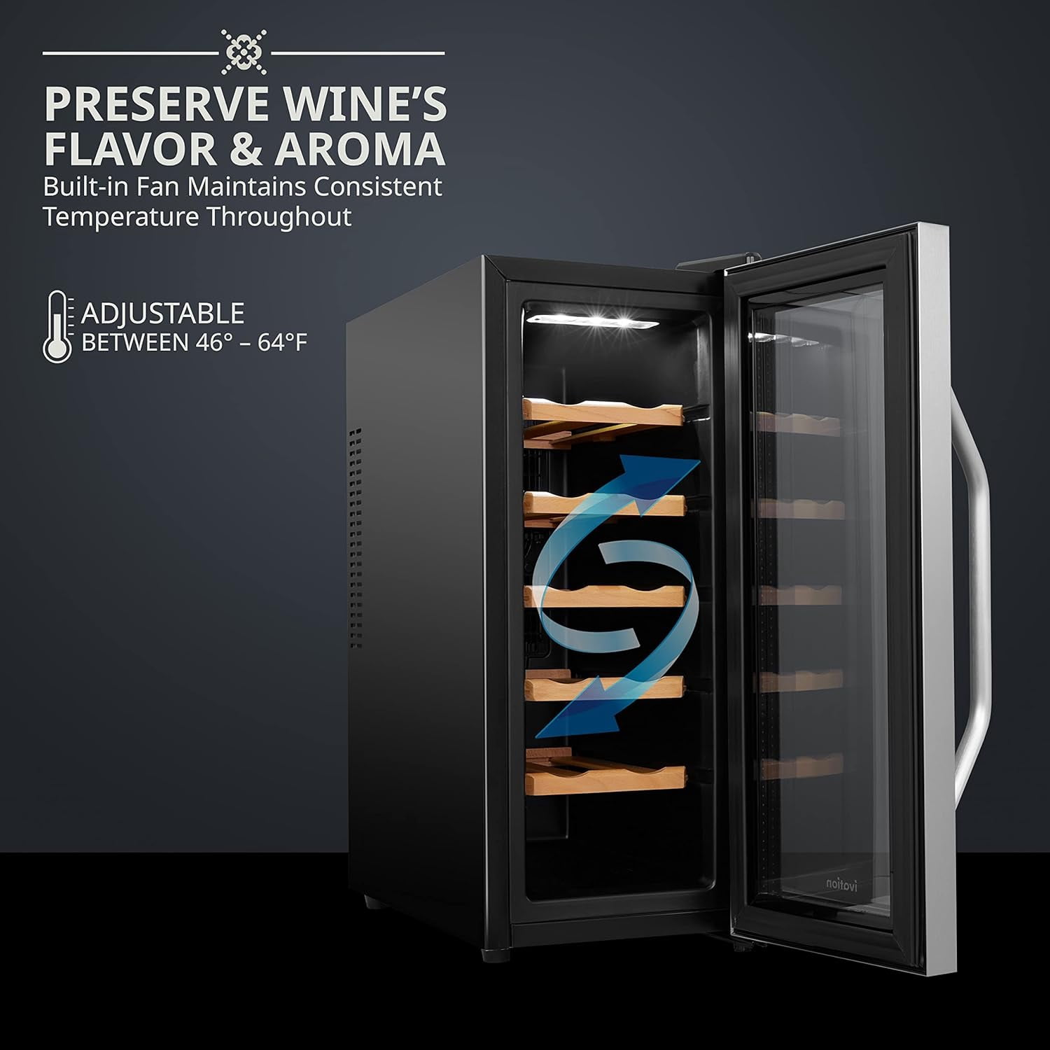 Ivation 12 Bottle Wine Fridge Freestanding Wine Cooler Refrigerator with Glass Door