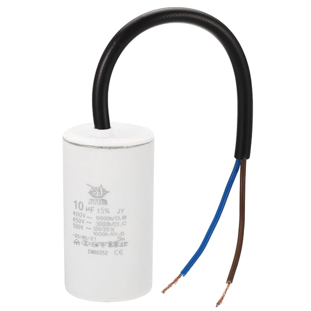 Condensador de arranque CBB60 10uf, AC 450V 2 cables 50/60Hz cilindro 64x35mm para bombas de agua