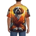 thumbnail image 5 of Cauagu Cartoon Puppy Sunset Men's Short Sleeve Button Down Hawaiian Shirt for Men Bowling Shirts Casual Summer Beach Shirt,XX-Large, 5 of 6