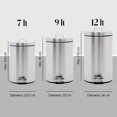 thumbnail image 4 of Set Botes de Basura 7,9 y 12 Litros Acero Inox C/Pedal 3pzas ColorHome COLORBIN7, COLORBIN12, 4 of 7