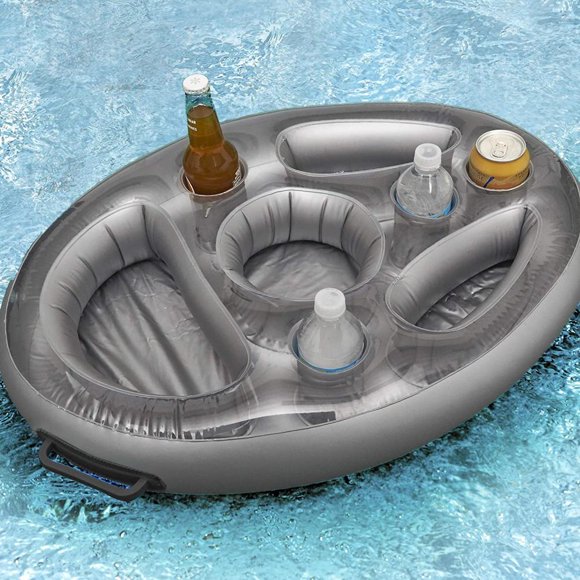 Summer Party Bucket Cup Holder,Portable Summer Party Bucket Beverage Cooler Tray Inflatable Floating Drink Holder Convenient Use