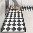 thumbnail image 2 of Kitchen Rugs Sets Of 2,Black and White Checkerboard Checkered Pattern Anti Fatigue Kitchen Mat Rugs Non Slip Washable,Decorative Kitchen Floor Mats for Kitchen,Sink,Laundry,17"x47"+17"x47", 2 of 5
