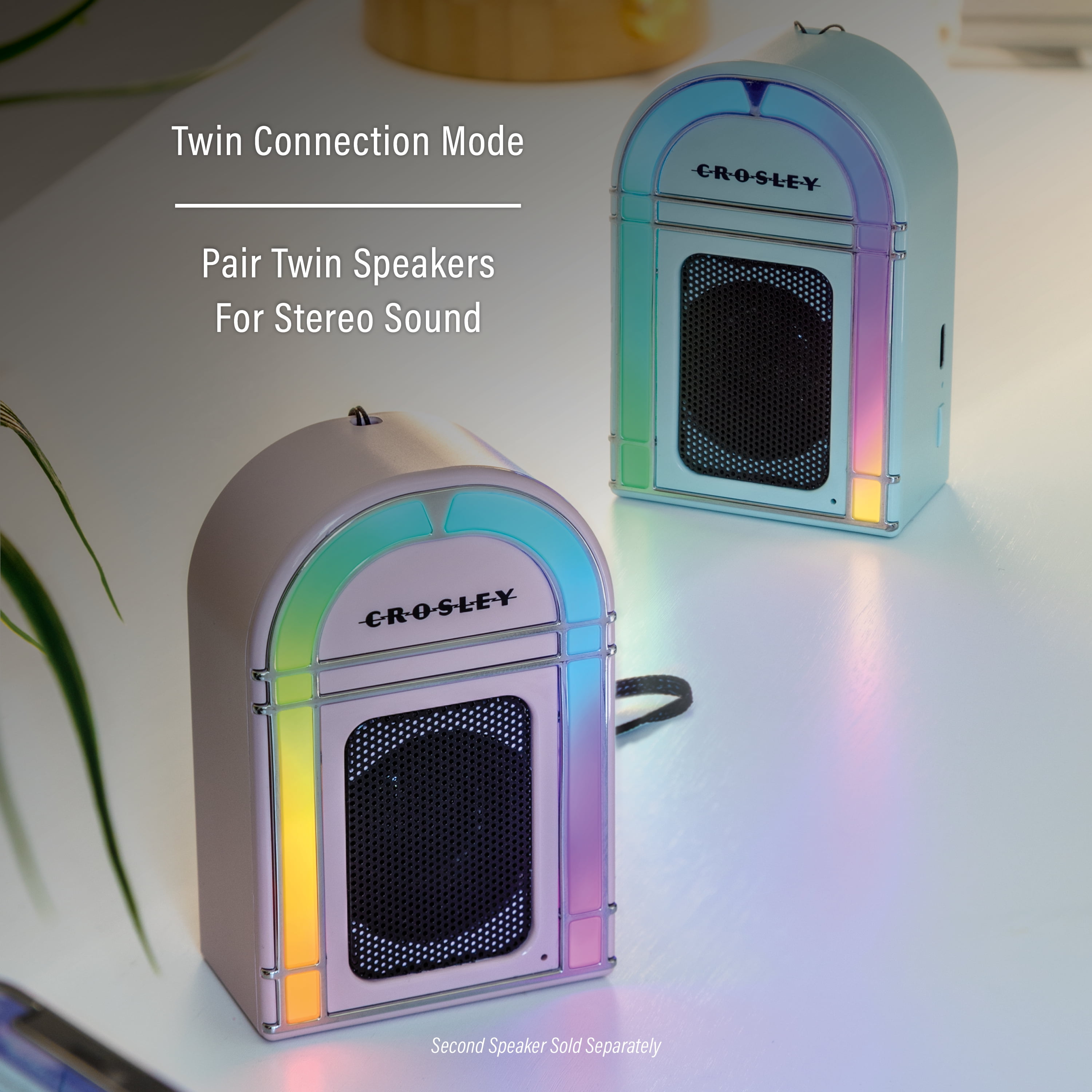 Crosley Mini Jukebox Retro Portable Bluetooth Speaker with LED Lights and Microphone, Vintage