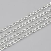 3.28 Feet 304 Stainless Steel Curb Chains Twisted Chains Soldered Silver color Plated 4x2.5x0.5mm 304 Stainless Steel