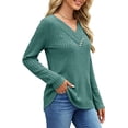 thumbnail image 4 of UVN V Neck Blouses for Women Button Long Sleeve Shirts Dressy Casual Fall Sweaters Tunic Tops, 4 of 9