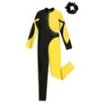thumbnail image 3 of inhzoy Kids Girls Full Length Jumpsuit Gymnastic Leotard Unitard Rhinestone Long Sleeve Bodysuit Ballet Dancewear Yellow&Black-A 8, 3 of 5