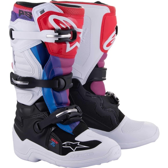 Botas de motocross Alpinestars Tech 7S Youth (blanco/negro/arcoíris)