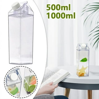 2 Pack Milk Carton Water Bottle,Clear Square Milk Bottles BPA Free Portable Water  Bottle with 20 PCS Stickers For Outdoor 1000ml - AliExpress