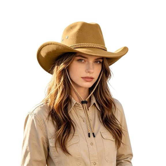 QWERTY Classic Western Cowboy Hat Wide Brim Outdoor Sun Hat Fashionable Style