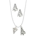 thumbnail image 1 of Delight Jewelry Silvertone Pizza Slice Silver tone Zig Zag Christmas Tree Charm Necklace and Stud Earrings, 1 of 4