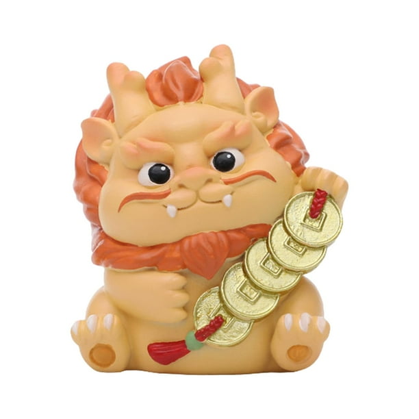 Figura de dragón de Año Nuevo chino 2024, adorno de mesa Feng Shui realista y hecho a mano. Estilo A