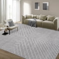 thumbnail image 2 of HOMERRY Indoor Washable 5' x 7' Area Rug Striped Geometric Rug for Living Room Non-Slip Floor Carpet for Bedroom, Light Gray, 2 of 7