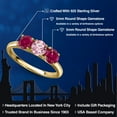 thumbnail image 2 of Gem Stone King 18K Yellow Gold Plated Silver Pink Lab Grown Diamond and Red Created Ruby Engagement Ring for Women | 1.70 Cttw | Round 5MM | Gemstone April Birthstone | Size 9, 2 of 6