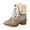 1Brown, variant on Women Lace up Fold Over Ankle Boots Block Heel Winter Warm Booties Fashion Denim Warm Furry Lined Round Toe Dressy Short Boots