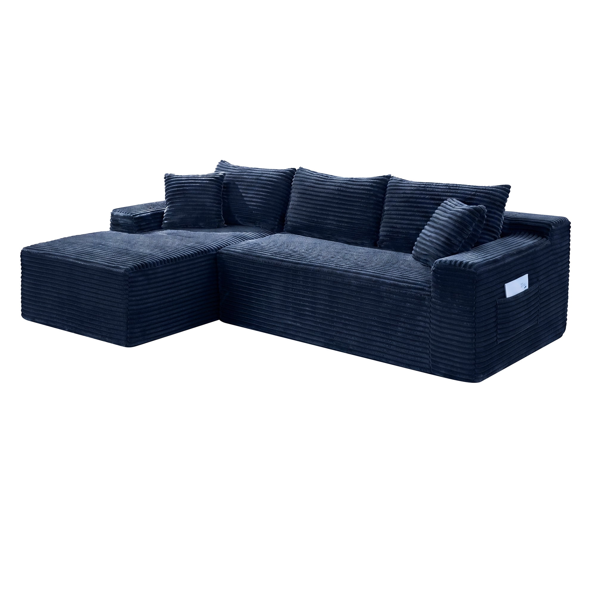 Leumius 106.3" Cloud Modular Sectional Sofa Couch with L-Shape Chaise,Modern Minimalist Upholstered Couches for Living Room Bedroom No Assembly Required Blue-L