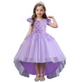 thumbnail image 4 of XBASW Kids Toddler Flower Girl Tulle Dress Baby Trailing Princess Dress 4-12 Years Bridesmaid Birthday Performance Gown for Girls, 4 of 10