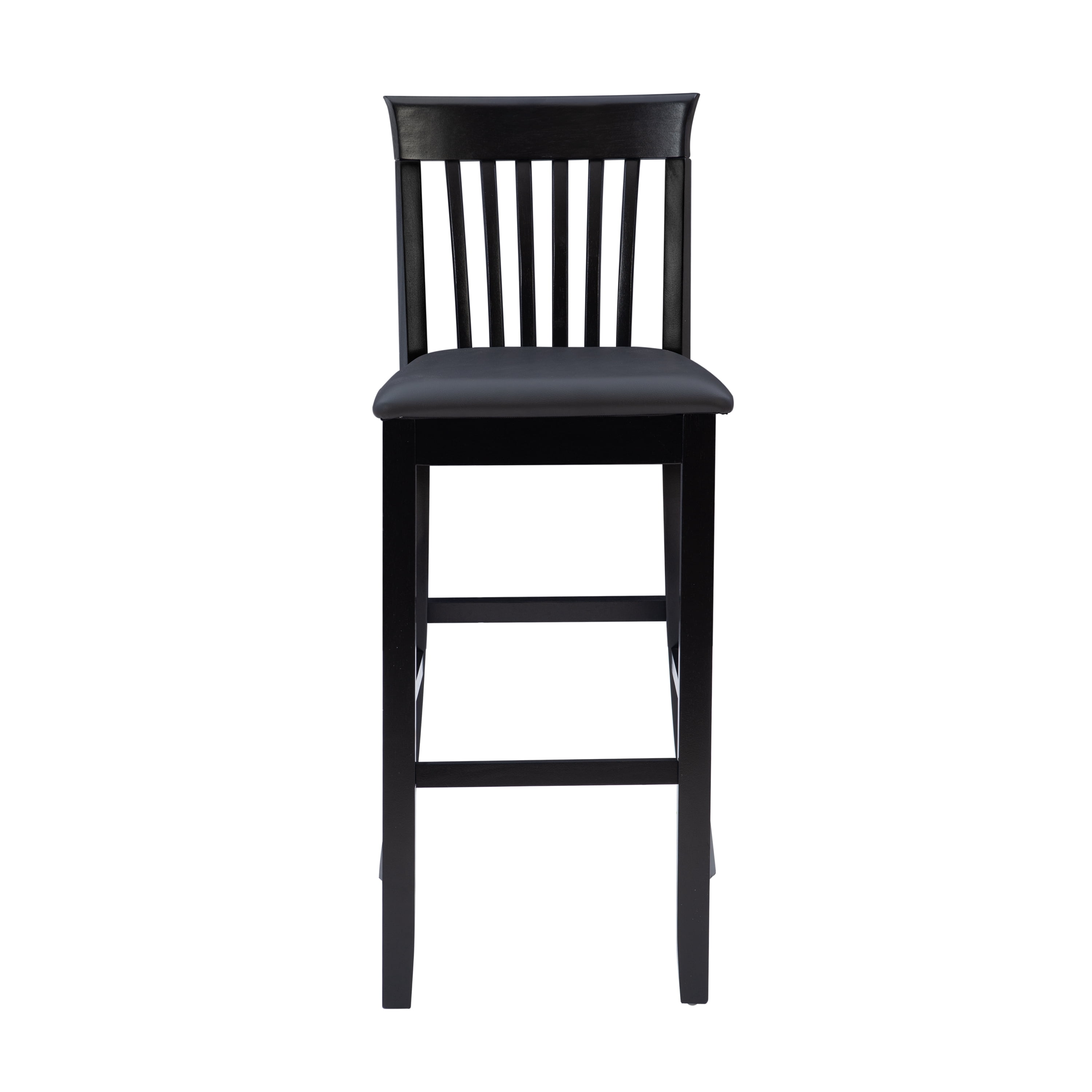 Linon Torino 30" Craftsman Indoor Wood Bar Stool, Black/Black Faux Leather