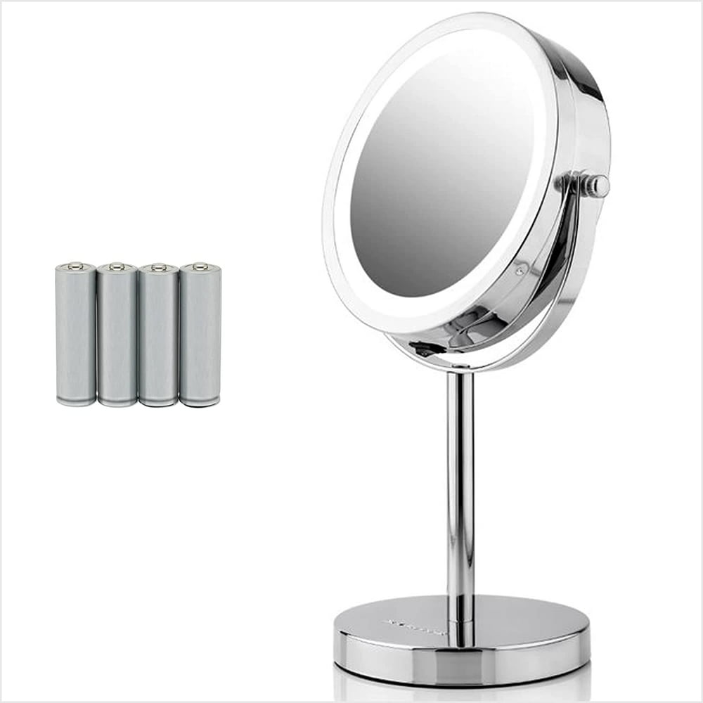 Ovente Lighted Vanity Mirror 6 Inch Table Top 1X 7X Magnification LED