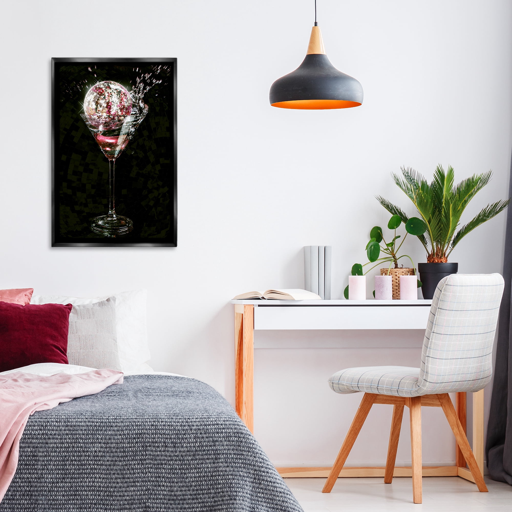 Stupell Industries Disco & Cocktail Splash Food & Beverage Painting Black Floater Framed Art Print Wall Art, 21 x 31