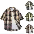 thumbnail image 4 of YanHoo Mens Short Sleeve Plaid Shirts Button Down Shirts Loose Fit Beach Shirts, 4 of 4