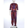thumbnail image 5 of YUUMIN Child Girls Boys Harlequin Clown Jumpsuits Silky Striped Top with Harem Dance Pants Colorful 6, 5 of 7