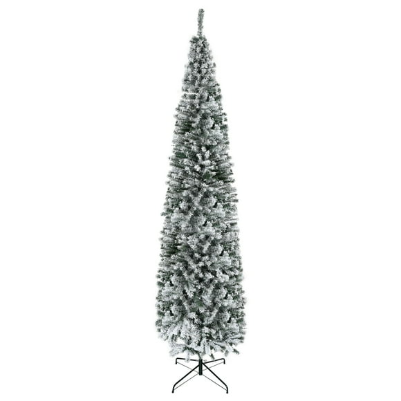 HOMCOM Snow Flocked Pencil Christmas Tree Slim Artificial Christmas Tree