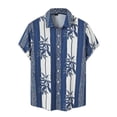 thumbnail image 1 of Camisas Para Hombre Slim Fit Camisa de manga corta con solapa y hebilla de bolsillo con impresión digital 3D para hombre (Blue, 3XL), 1 of 4