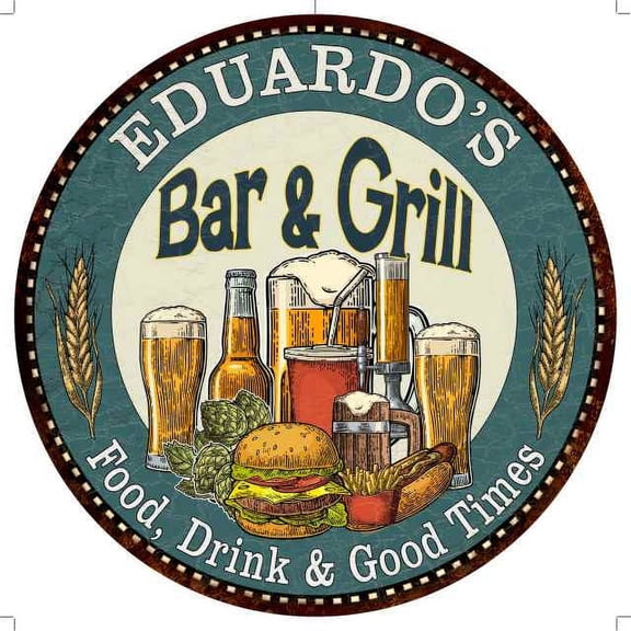 EDUARDO'S Bar and Grill 14" Round Metal Sign Kitchen Wall Decor 100140023394