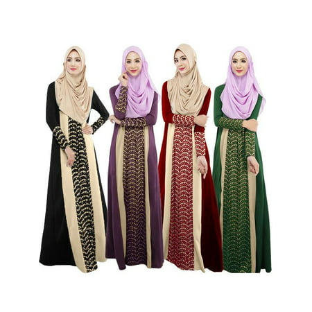 MarinaVida Women Long Sleeve Muslim Arab Jilbab Abaya Islamic Long Maxi Dress Kaftan Dress