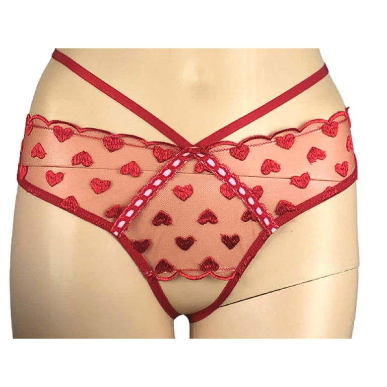 Red microfibre and lace Brazilian panty