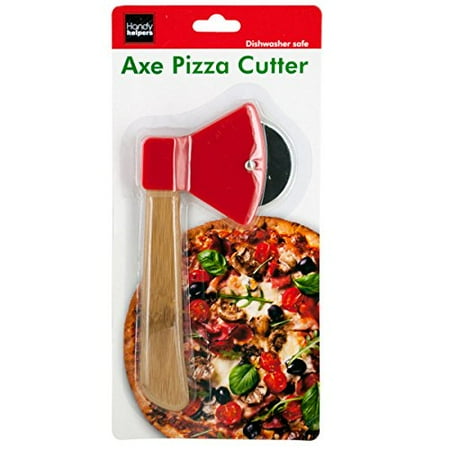 bulk buys OS249 Kitchen Essentials Axe Pizza Cutter 8.25 Brown/Red/Silver