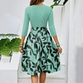 thumbnail image 5 of WTOBBY Women's Stylish Floral Print Waistband Round Neck 3/4 Sleeve Dress, Flowy Midi Sundress with Casual Elegance for Summer,Green 2XL, 5 of 5