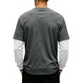 thumbnail image 5 of Men's Fake 2-Piece Layered Solid Shirts Casual Pullover Dark Gray XL, 5 of 6