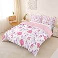 thumbnail image 3 of Metsweet Floral Unicorn Duvet Cover Queen, Chic Flowers Queen Bedding, Pink Purple White,Pink Reversible,3-Piece,1 Duvet Cover and 2 Pillowcases, 3 of 6