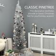 thumbnail image 4 of 7FT Decorated Christmas Tree, Pencil Christmas Tree with 499 Realistic Branch Tips and Plastic Stand, Silver, 4 of 6