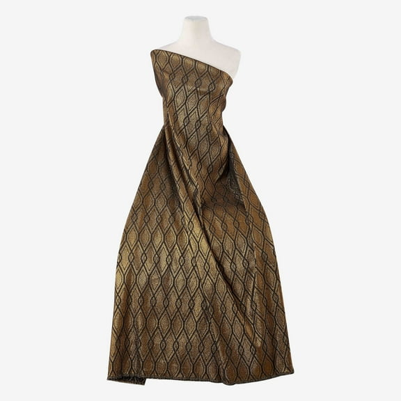 Zelouf Bonnie Lurex Jacquard  , Sewing, DIY, Crafts Fabric by the Yard, Blk/gold, 3 Yard