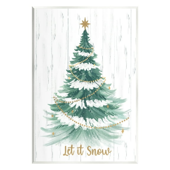 Stupell Industries Let it Snow Rustic Tree Holiday Painting Unframed Art Print Wall Art, 10 x 15