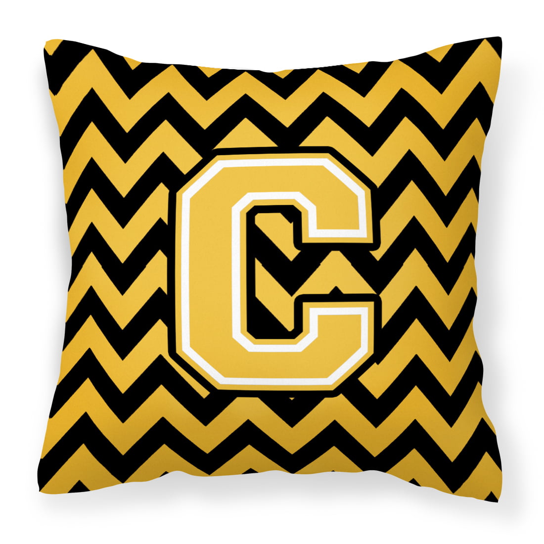 Letter C Chevron Black and Gold Fabric Decorative Pillow - Walmart.com