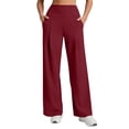 thumbnail image 2 of Favoffer Women's High Waist Wide Leg Pants Solid Color Front Pleated Design Pocket Loose Casual Trousers Soft Yoga Everyday Bottom for Walking Lounging Workout, 2 of 9
