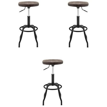Pemberly Row 29" Metal Backless Bar Stool in Coffee Brown - Set of 3