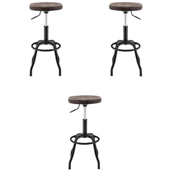 Pemberly Row 29" Metal Backless Bar Stool in Coffee Brown - Set of 3
