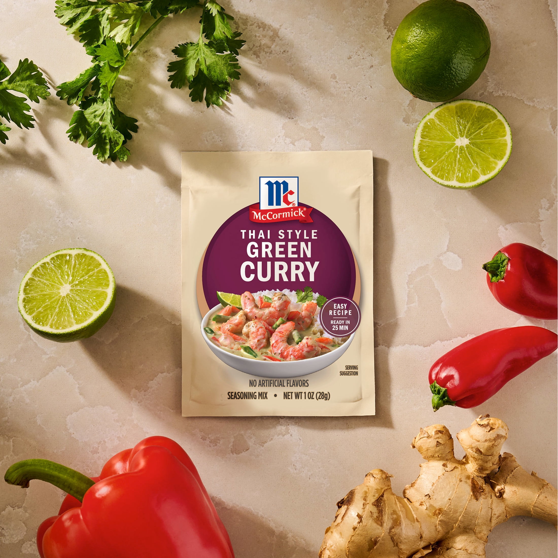 McCormick Thai Style Green Curry Seasoning Mix, 1.0 oz Tray