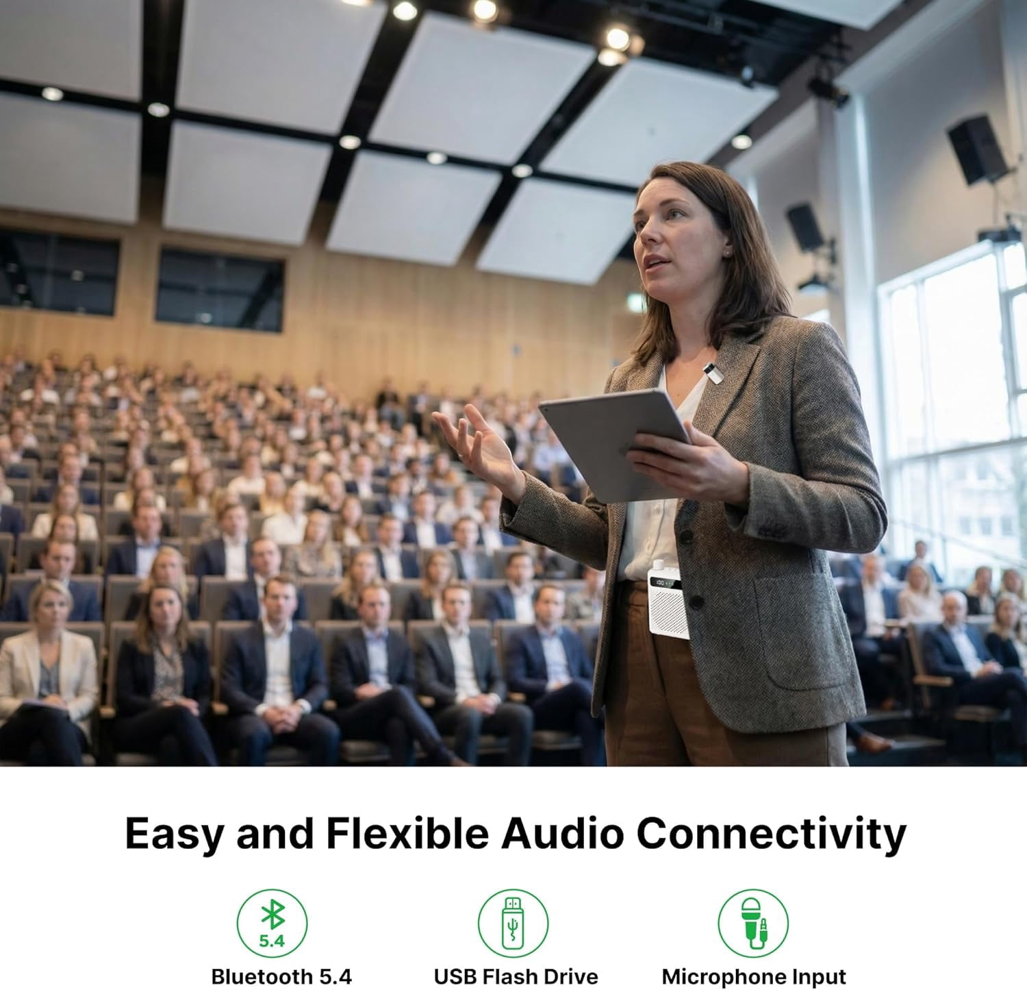 Wireless Voice Amplifier for Teachers with Microphone - Portable Rechargeable 10W Bluetooth Speaker with Wireless Clip-On Mic Waist Strap for Classroom Teaching Public Speaking Training (White)