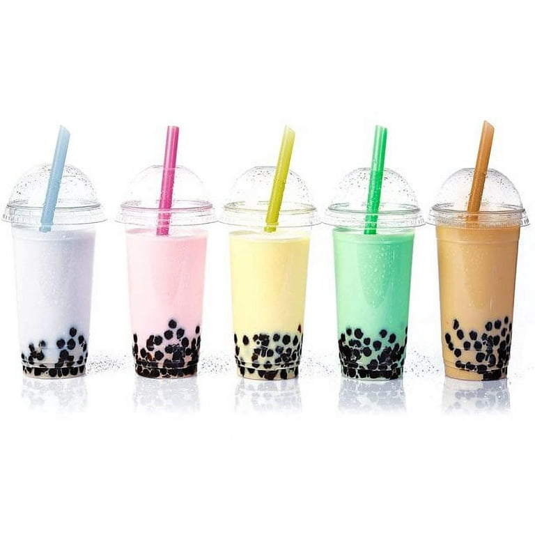 500 Pcs Multi Colors Jumbo Straws Plastic Drinking Boba Straws Individually  Wrapped Disposable Smoothie Wide Straws for Milkshake Bubble Tea, 0.43