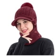 thumbnail image 2 of Diufon Women's Pattern Knitted Hat Winter Warm Brim Beanie Hats with Flap Thickened Button Outdoor Ski Cap, 2 of 6