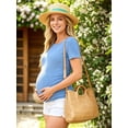 thumbnail image 2 of Women's Maternity Shirts Tops Side Ruched Ribbed Pregnancy Clothes 3-Pack, 2 of 6