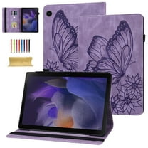 Samsung Galaxy Tab A8 2022 Case, Samsung X200/X205/X207 10.5 inch Tablet Case, Dteck Embossed Butterfly Folio Flip Case with Card Slots Stand Cover For Samsung Galaxy Tab A8 10.5 2022,Purple