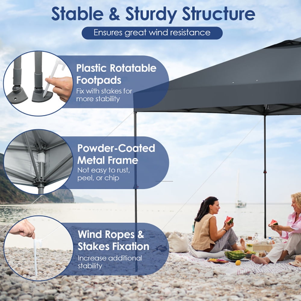 Aimee Lii 10 x 10 Feet Foldable Outdoor Instant Pop-up Canopy with Carry Bag, Backyard Canopy Gazebo for Party Camping BBQ Events, Gray