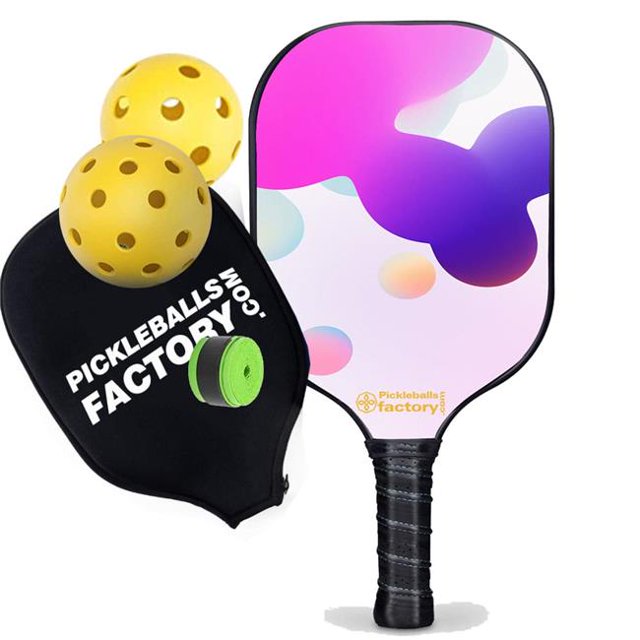 Pickleball Factory PB00011-11-C Near Me Pickleball Paddles - Irregular Shape Pickleball Rackets for Sale - Glow in The Dark Pickleball, Carbonfiber Graphite